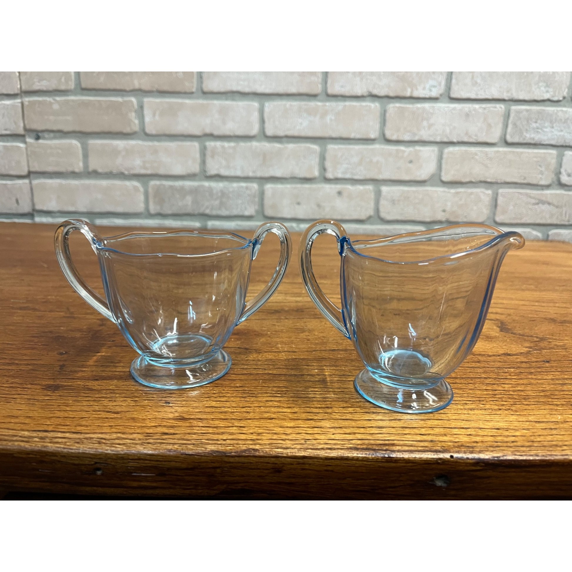 Vintage Fostoria Azure Ice Blue Depression Glass Fairfax Sugar and Creamer