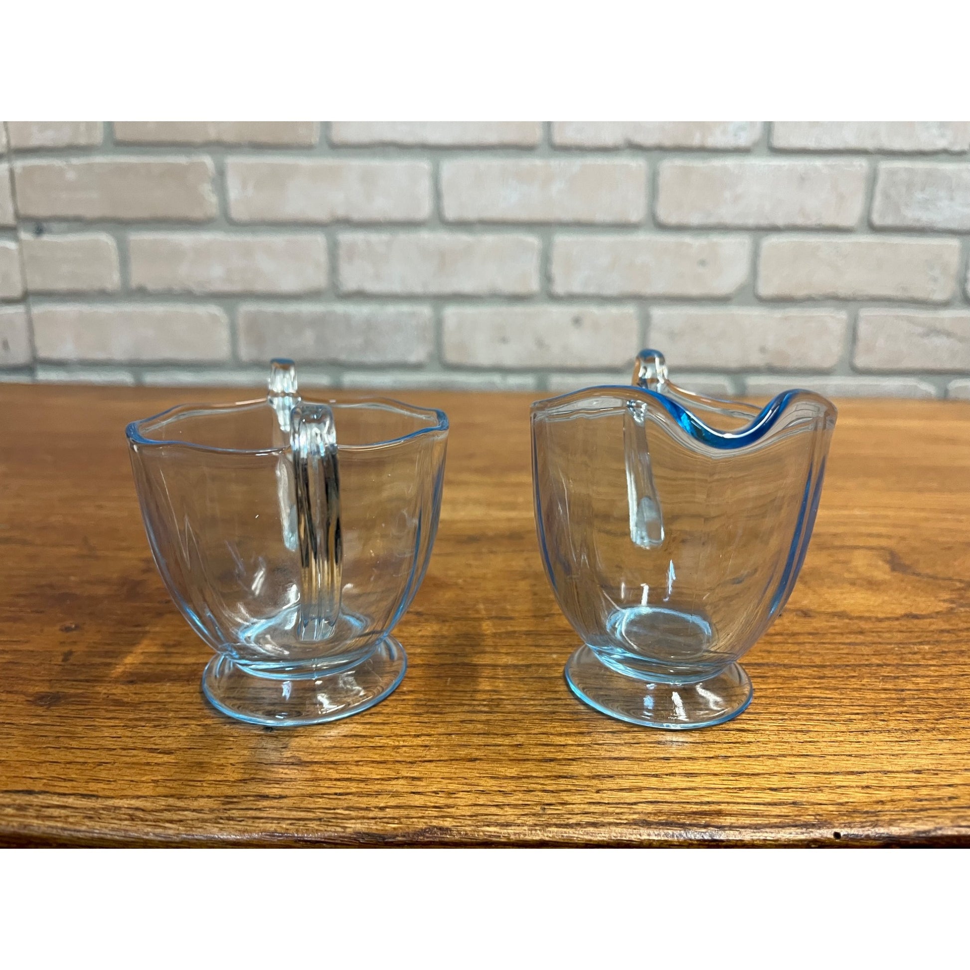 Vintage Fostoria Azure Ice Blue Depression Glass Fairfax Sugar and Creamer