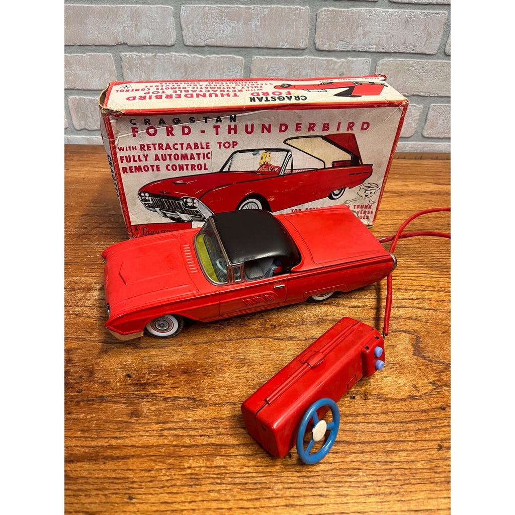Vintage Cragstan Toy Ford Thunderbird Convertible With Retractable Top Battery-Powered Remote Control Car Japan