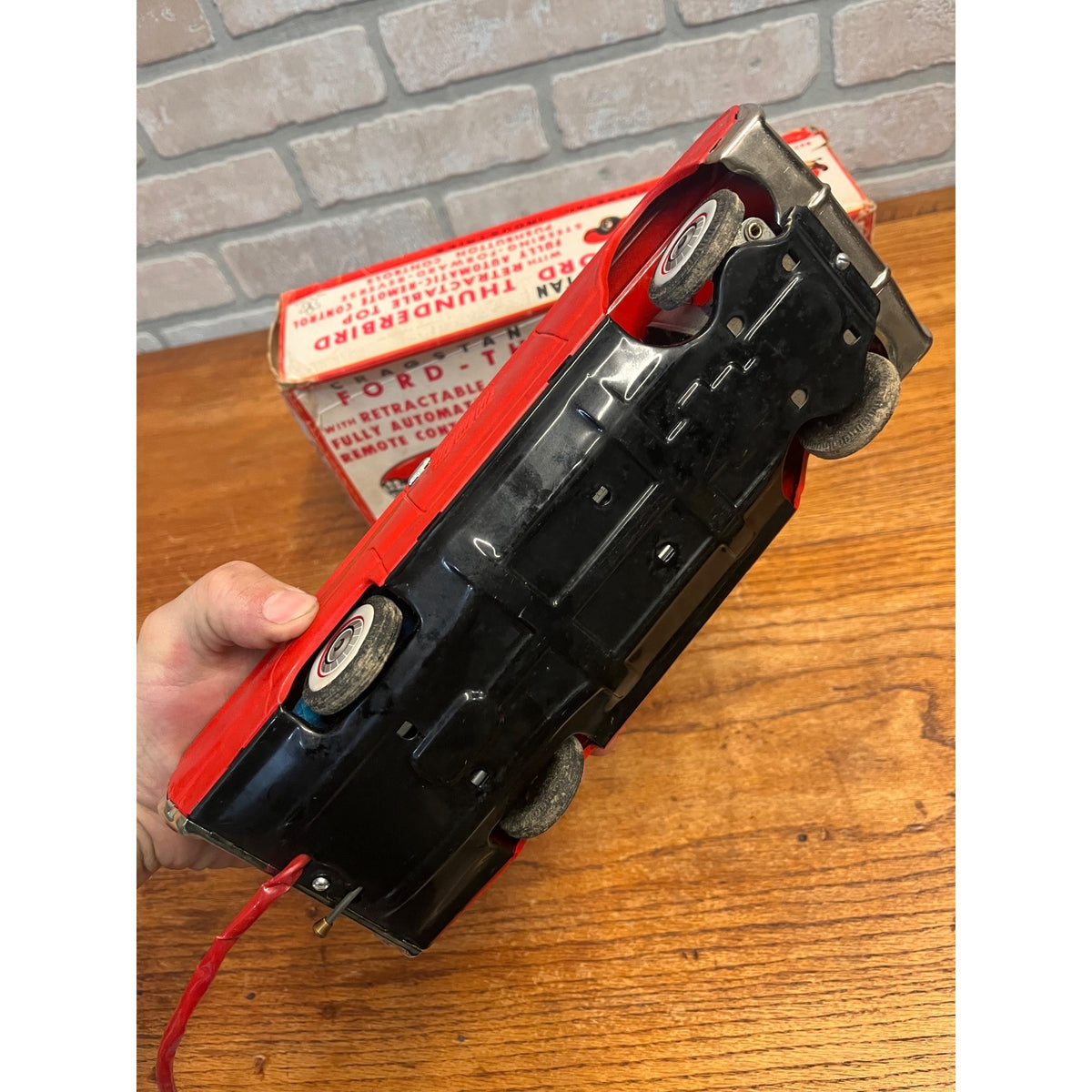 Vintage Cragstan Toy Ford Thunderbird Convertible With Retractable Top Battery-Powered Remote Control Car Japan