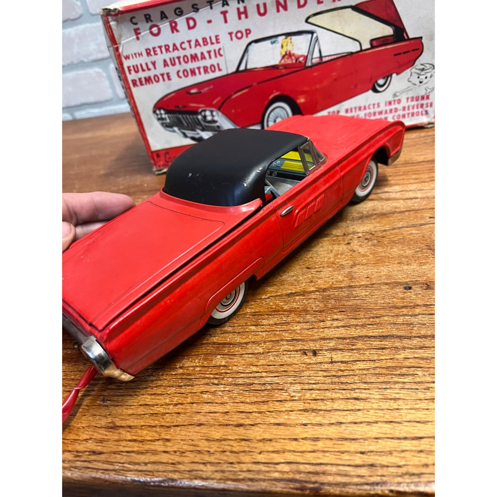 Vintage Cragstan Toy Ford Thunderbird Convertible With Retractable Top Battery-Powered Remote Control Car Japan