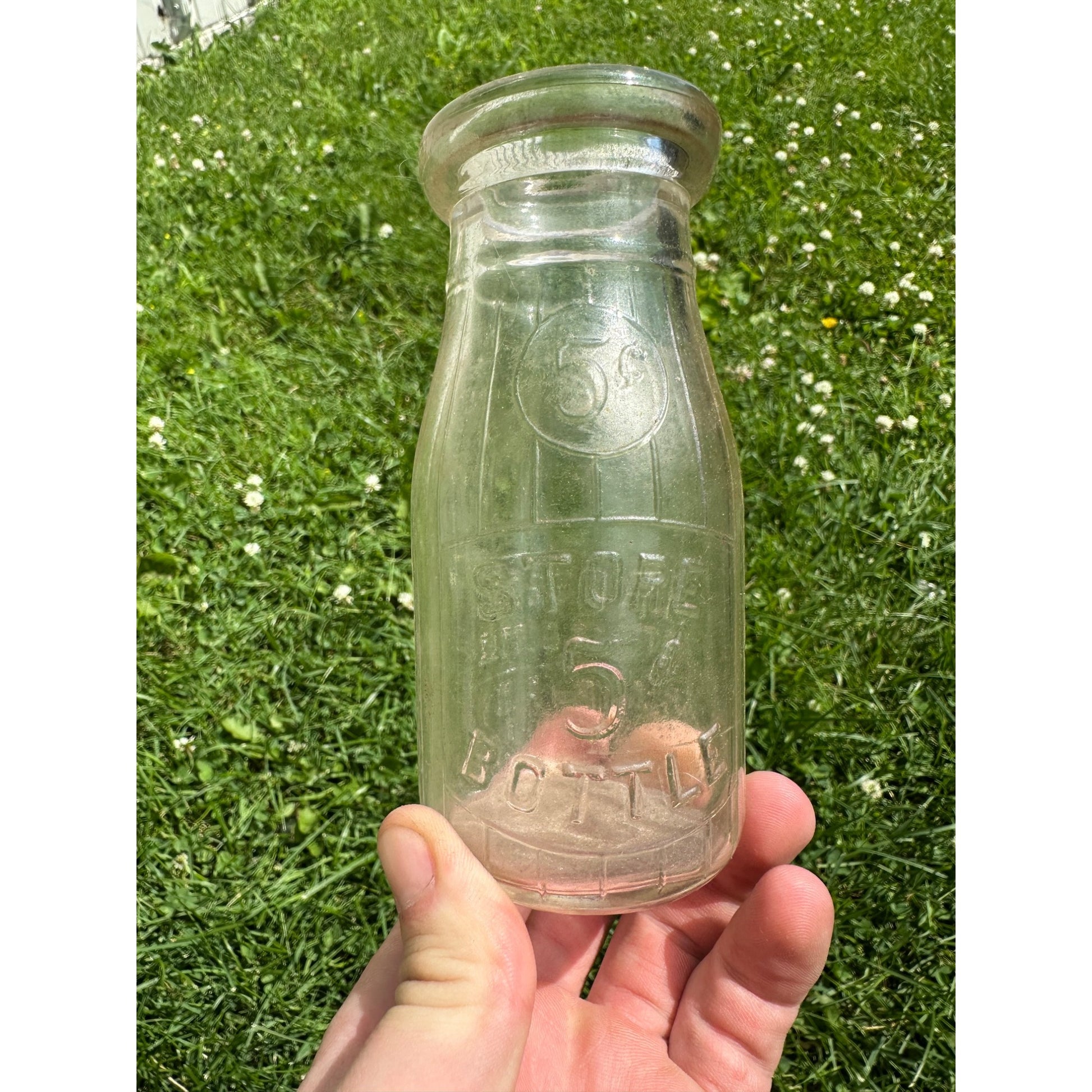 Vintage Store Bottle 5 Cents Clear Glass Milk Bottle Half Pint