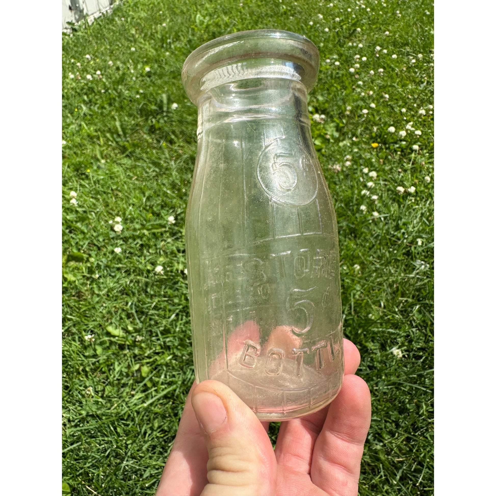 Vintage Store Bottle 5 Cents Clear Glass Milk Bottle Half Pint