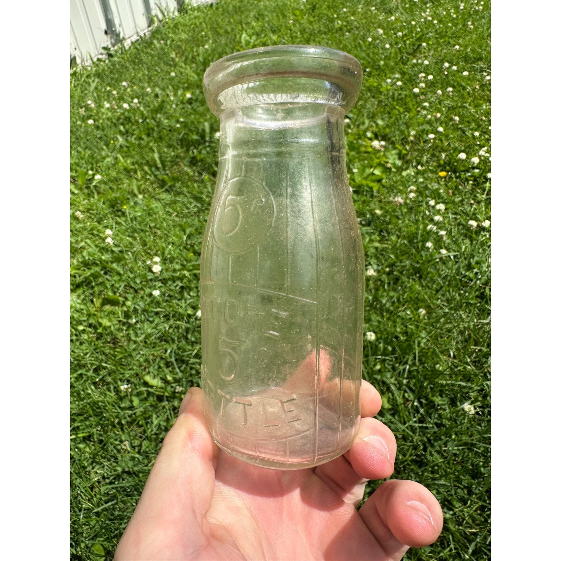 Vintage Store Bottle 5 Cents Clear Glass Milk Bottle Half Pint