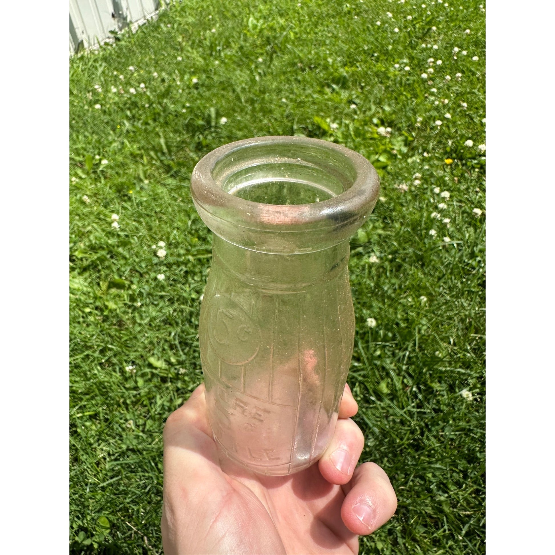 Vintage Store Bottle 5 Cents Clear Glass Milk Bottle Half Pint