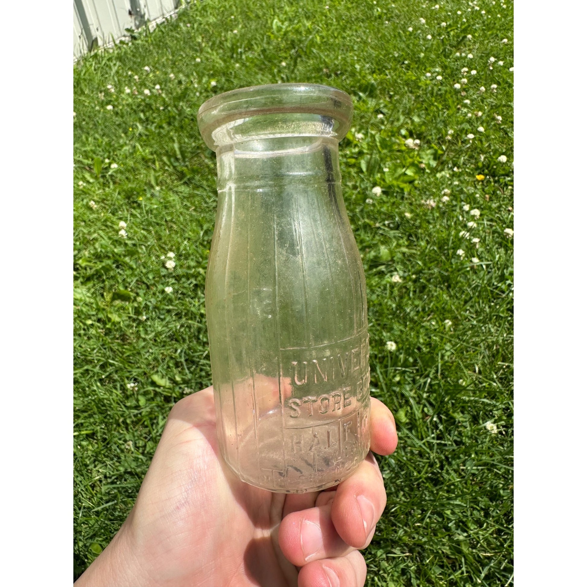 Vintage Store Bottle 5 Cents Clear Glass Milk Bottle Half Pint