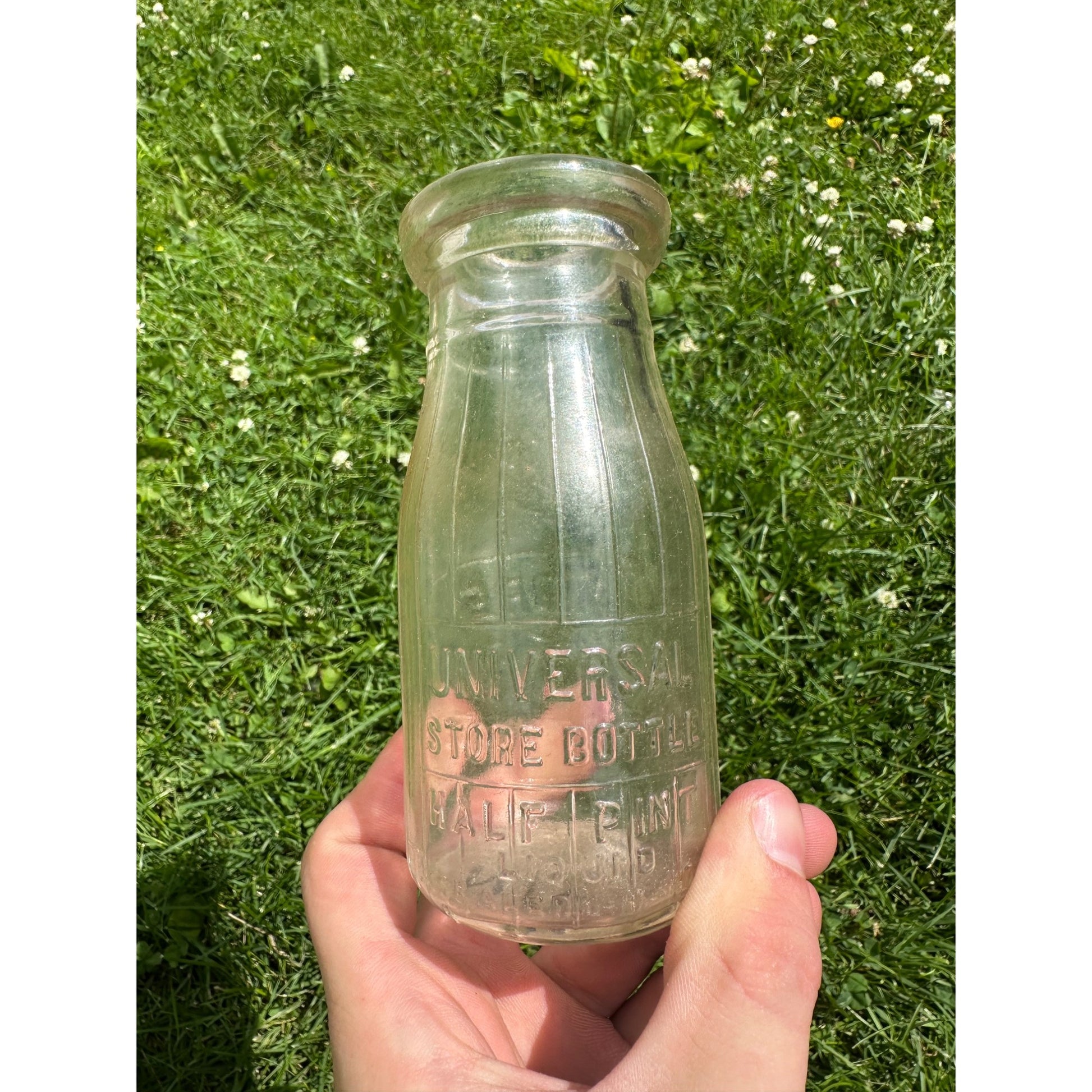 Vintage Store Bottle 5 Cents Clear Glass Milk Bottle Half Pint