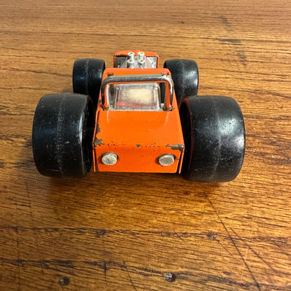 Vintage Orange Buddy L Hot Rod Roadster 3" Pressed Steel Car