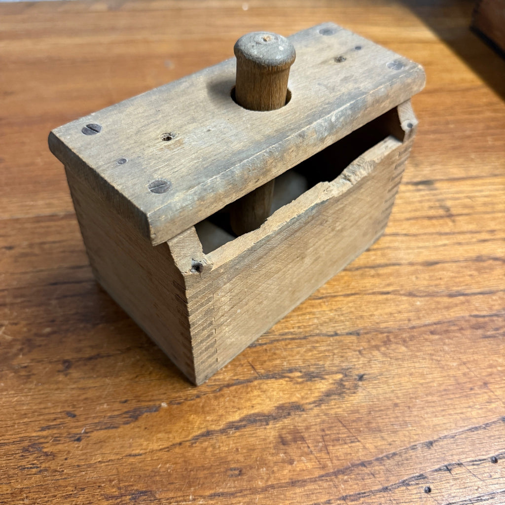 Antique Primitive 1800s Butter Mold Stamp Square Rectangular Farmhouse Wooden