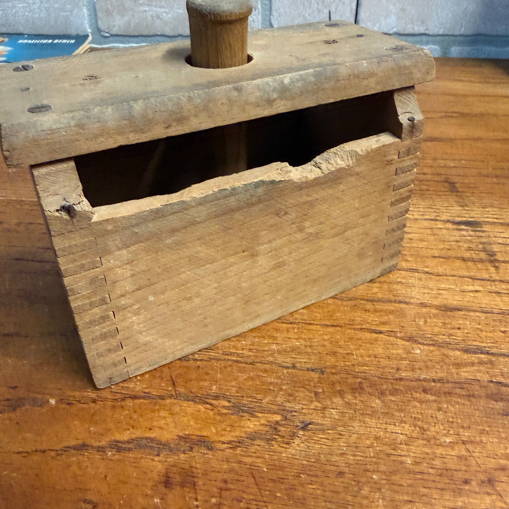 Antique Primitive 1800s Butter Mold Stamp Square Rectangular Farmhouse Wooden