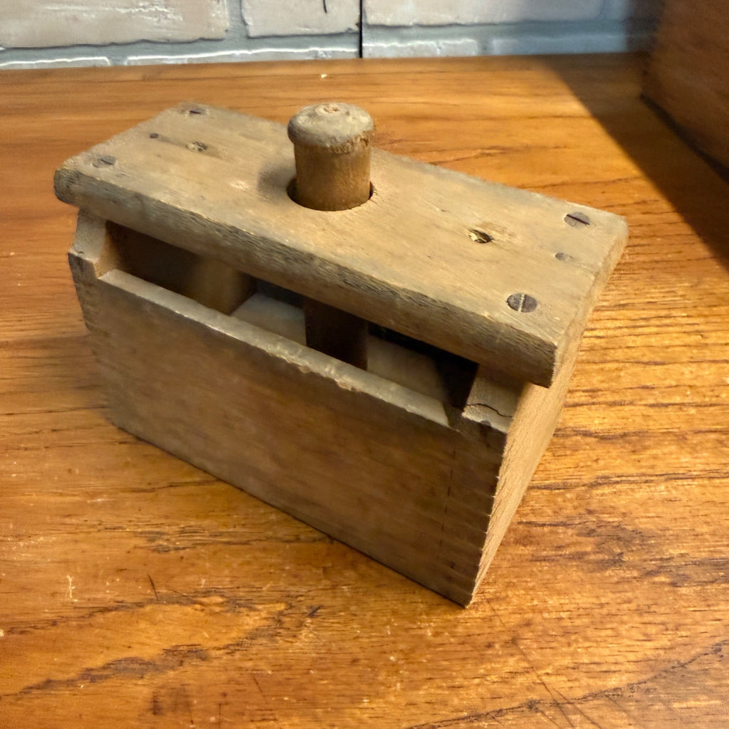 Antique Primitive 1800s Butter Mold Stamp Square Rectangular Farmhouse Wooden