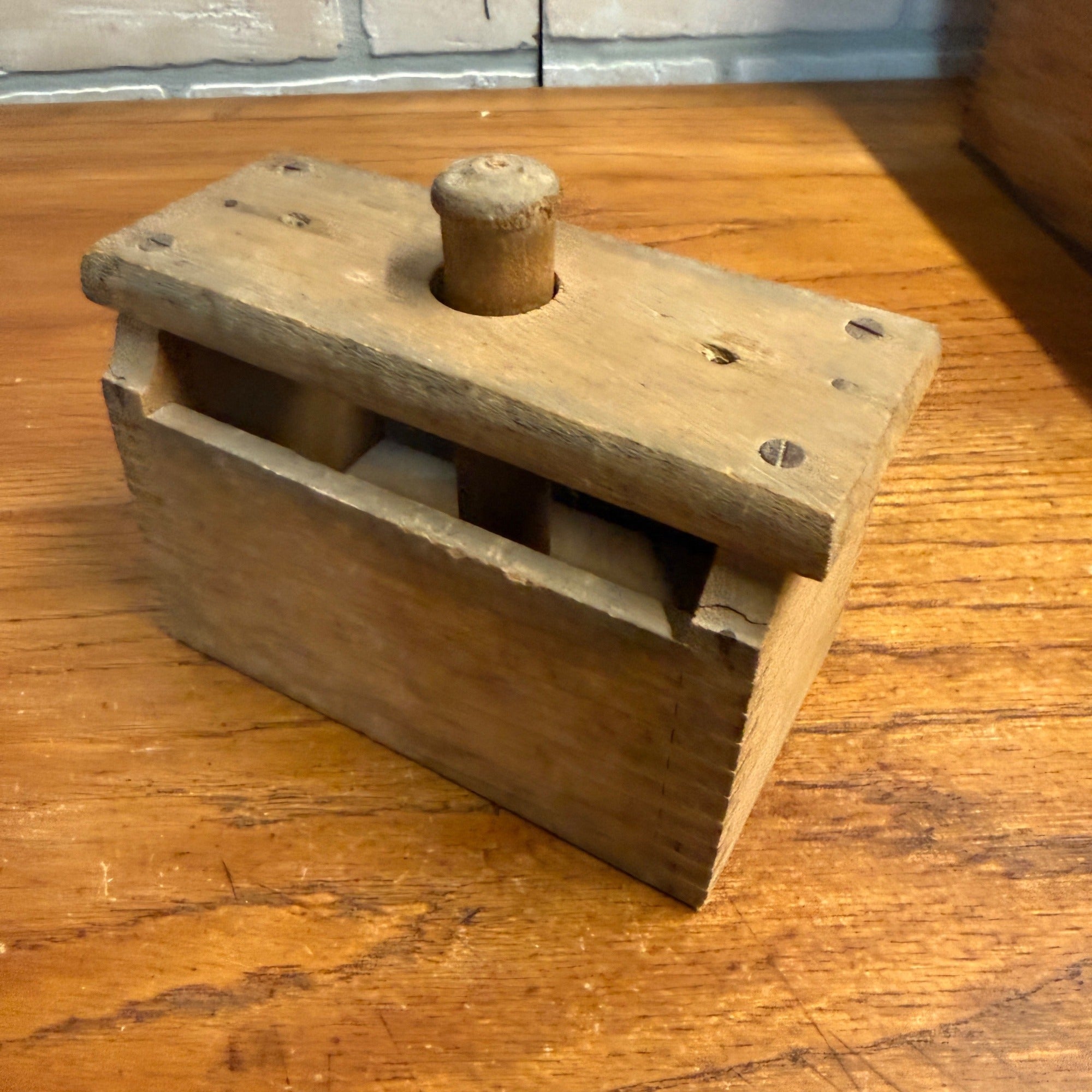 Antique Primitive 1800s Butter Mold Stamp Square Rectangular Farmhouse Wooden