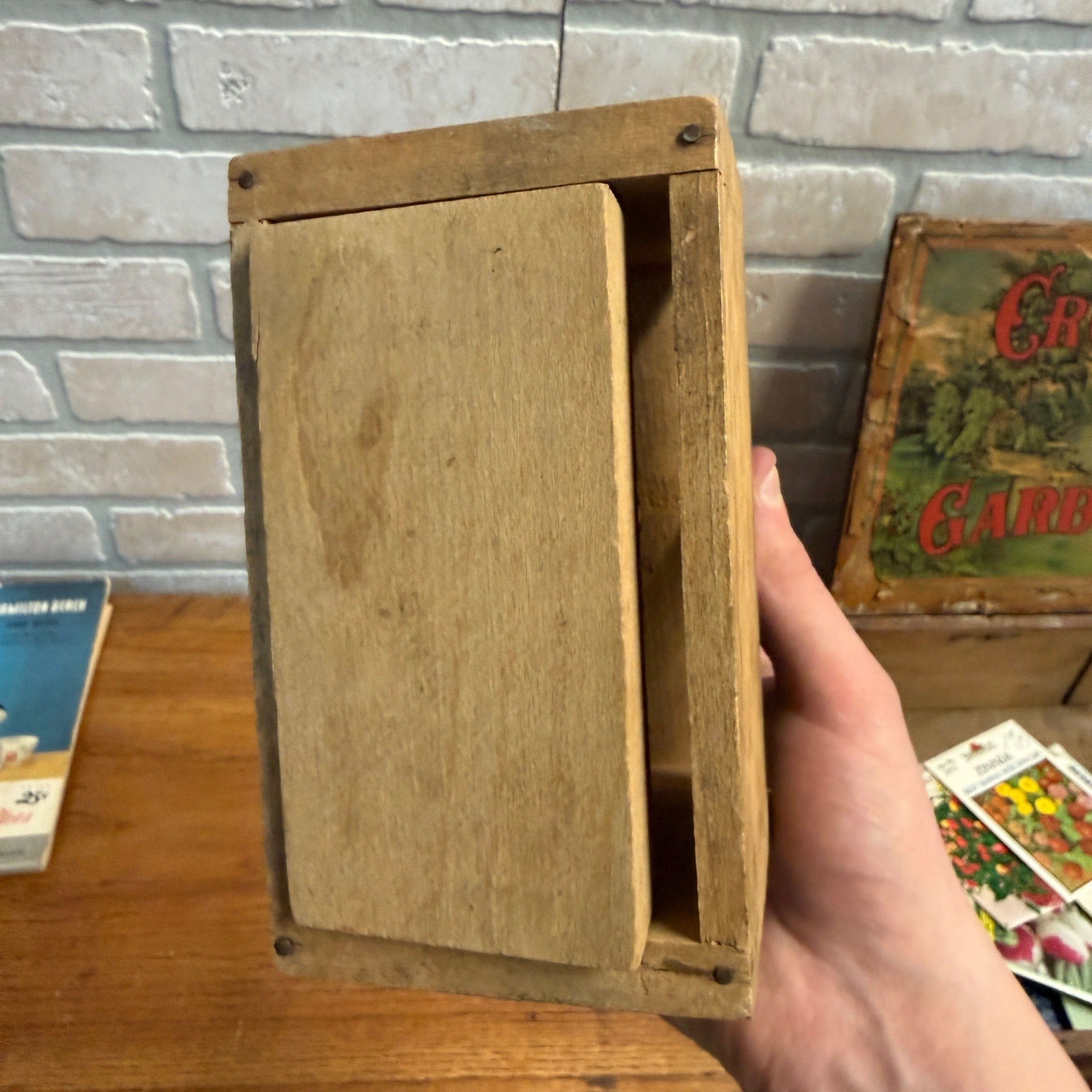 Antique Primitive 1800s Butter Mold Stamp Square Rectangular Farmhouse Wooden