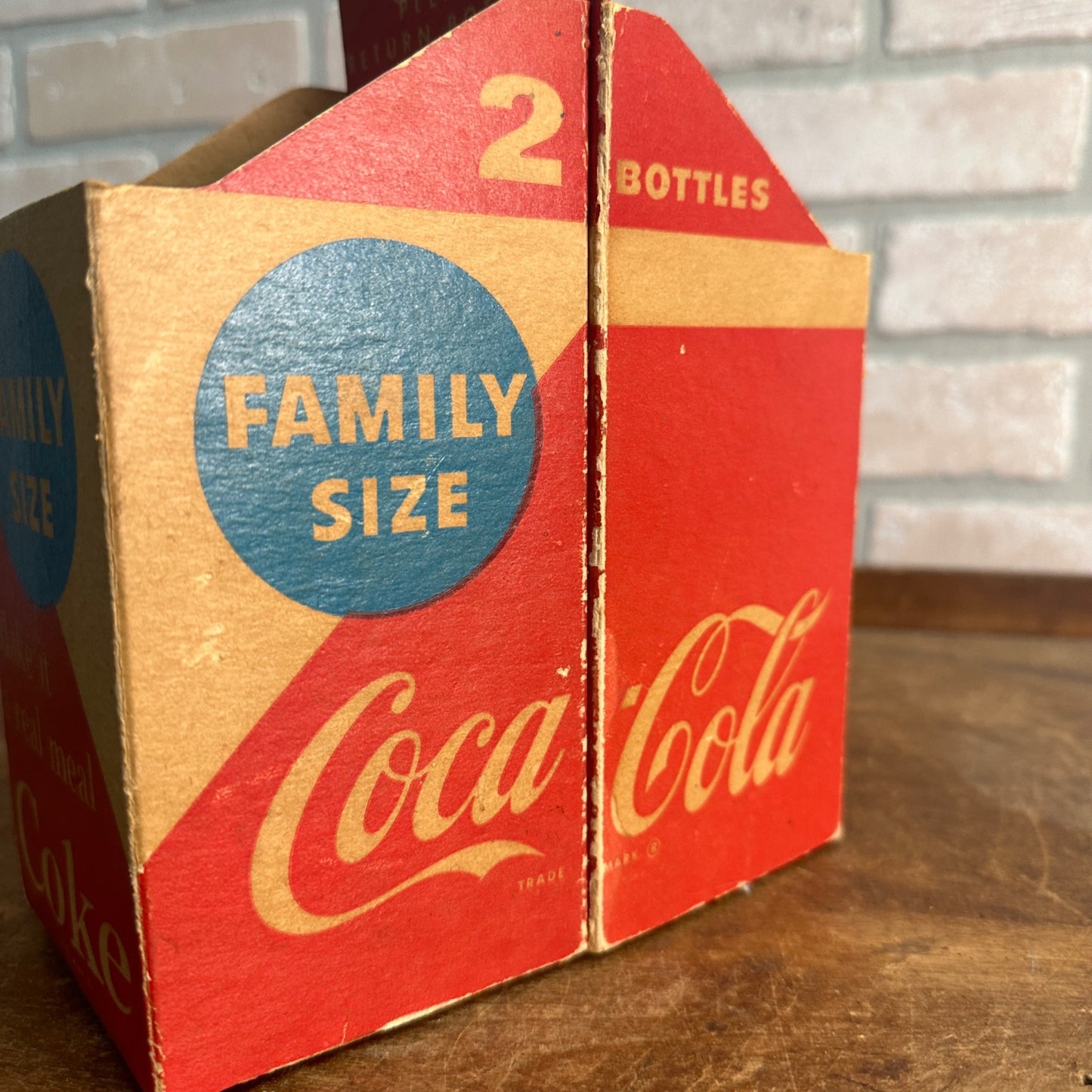 Vintage Coca Cola Family Size Soda Bottle Caddy Carrier Cardboard 2-Pack