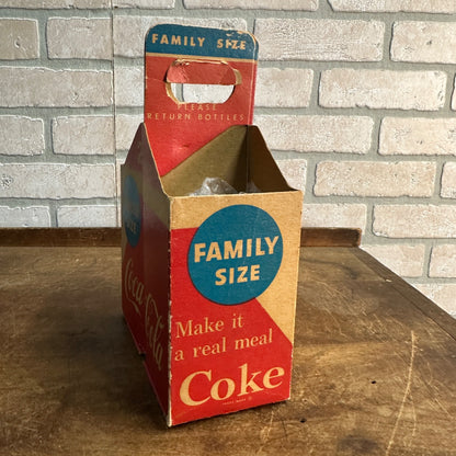 Vintage Coca Cola Family Size Soda Bottle Caddy Carrier Cardboard 2-Pack