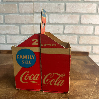 Vintage Coca Cola Family Size Soda Bottle Caddy Carrier Cardboard 2-Pack