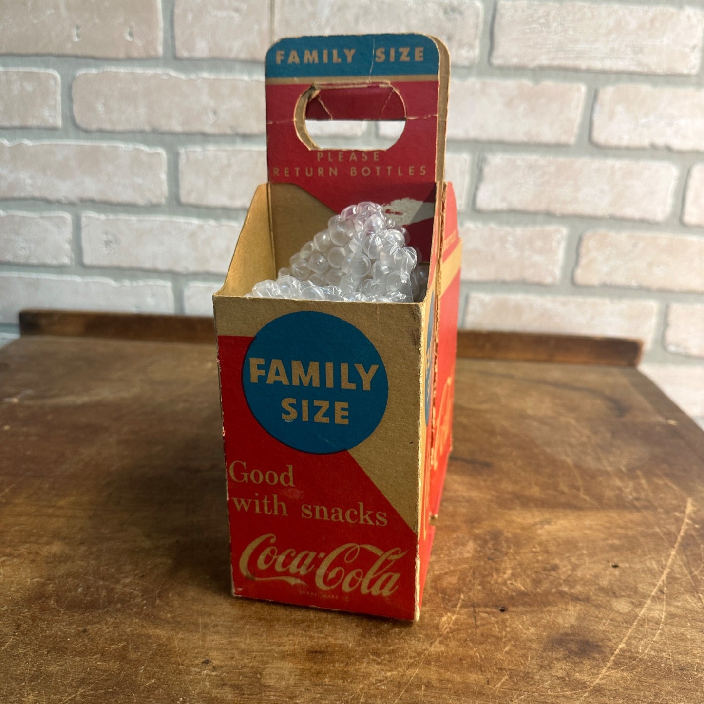 Vintage Coca Cola Family Size Soda Bottle Caddy Carrier Cardboard 2-Pack