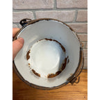 Antique Primitive Dark Blue Enamel Graniteware Handled Lunch Pail / Farmhouse Decor / No Lid