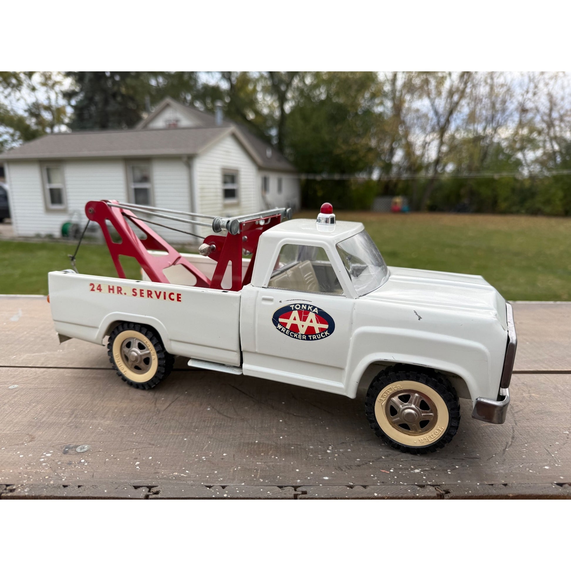 Vintage Tonka AA Wrecker Tow Truck Pressed Steel Toy - Great!