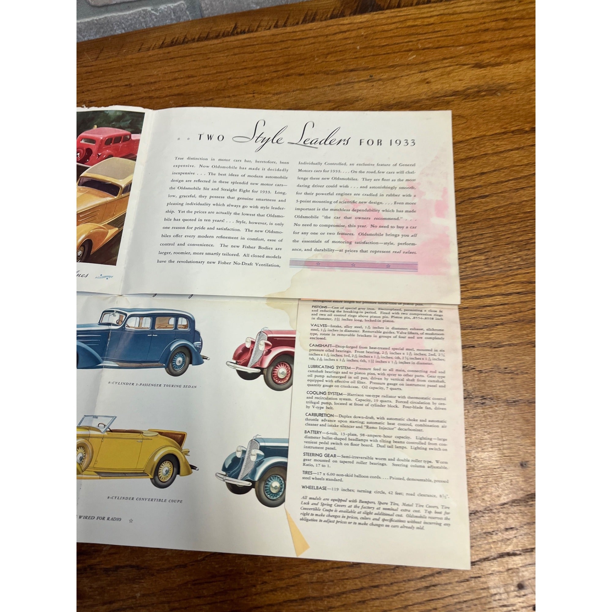 1933 OLDSMOBILE "6 and 8" Car Dealer Showroom Sales Fold-Out Poster Brochure