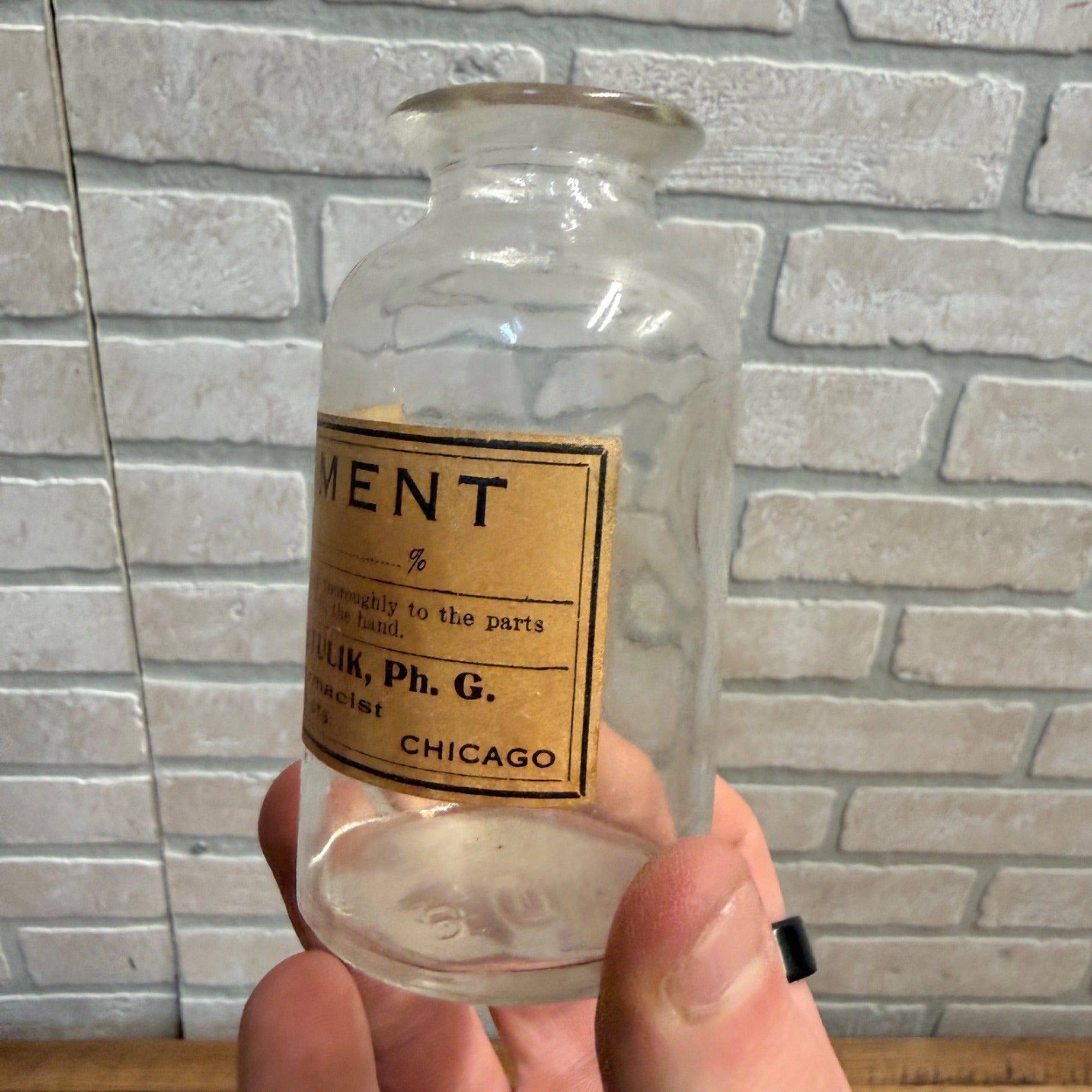 Vintage Liniment Henry Stulik Chicago Pharmacy Apothecary Bottle Jar