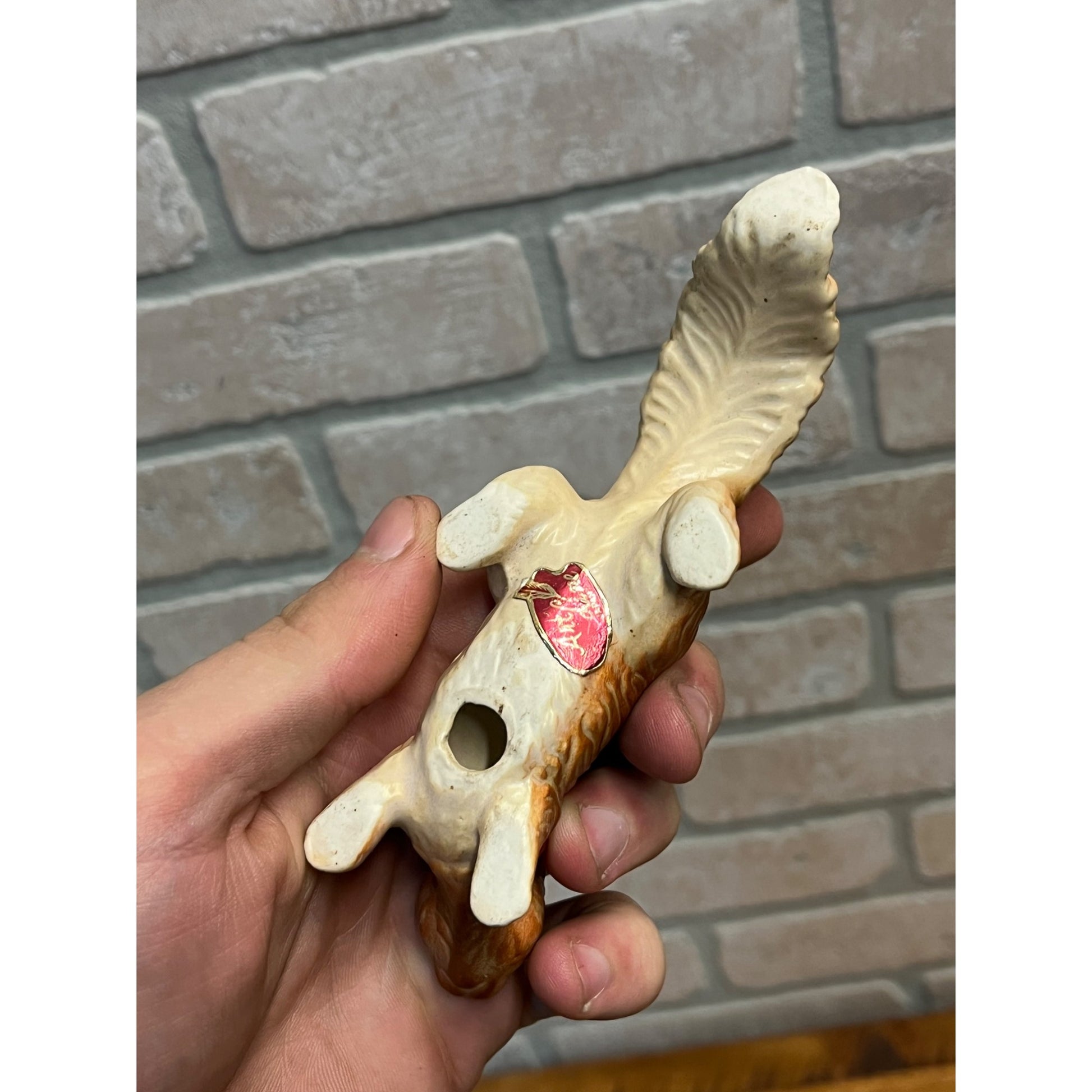 Vintage Art Line Ceramic Long Tailed Squirrels Salt and Pepper Shakers Japan