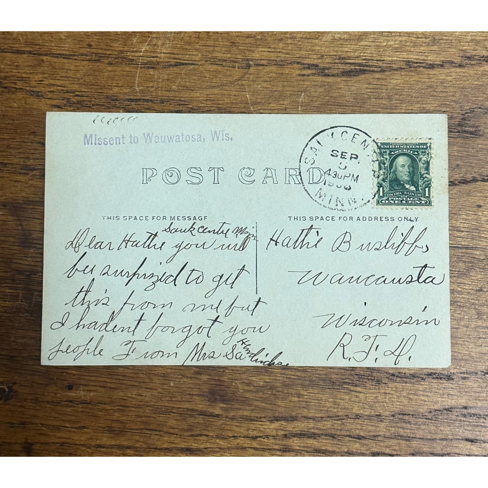 Vintage RPPC Postcard Sauk Centre Minnesota MN Minn. Methodist Church 1908