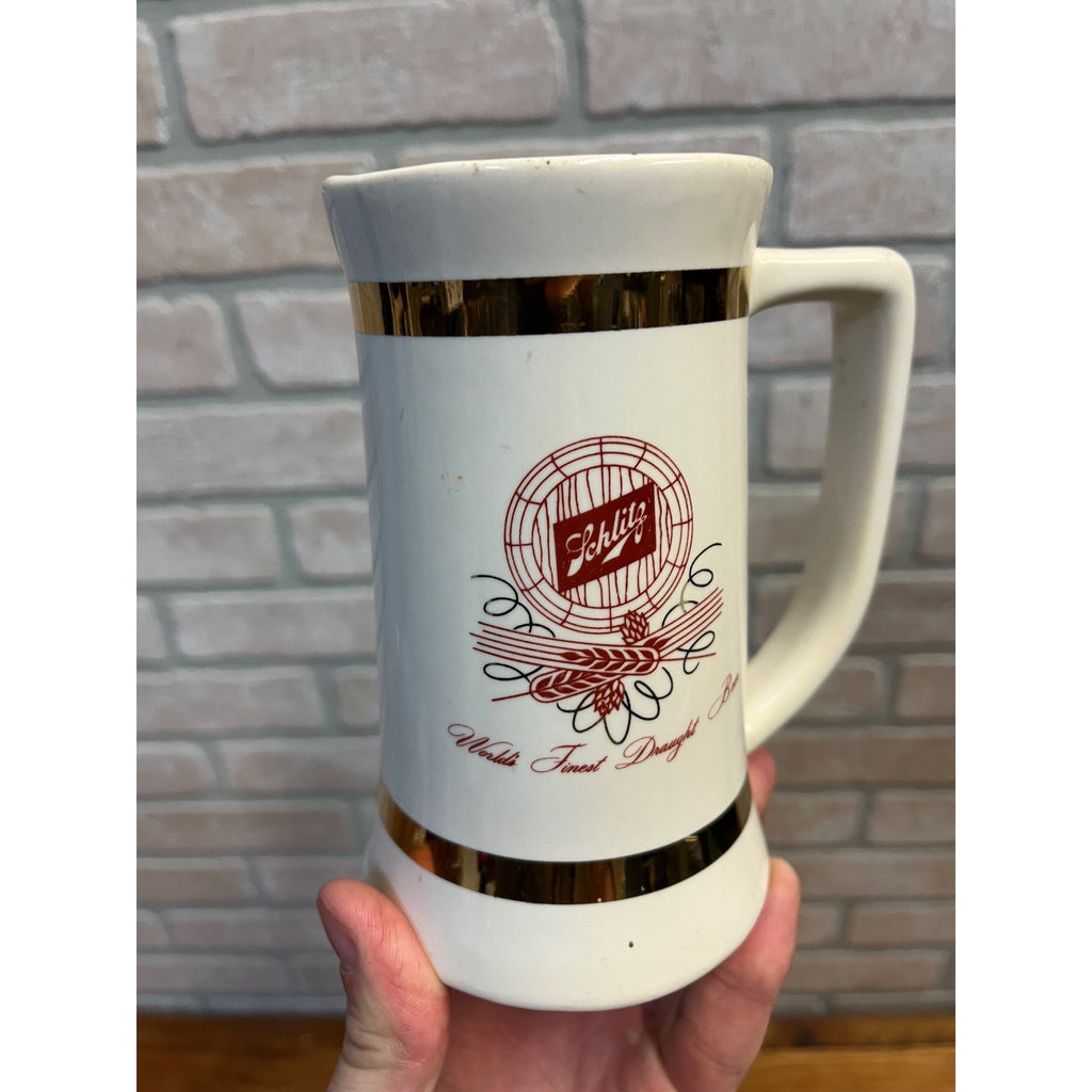 Vintage 1950s Schlitz Ceramic Beer Mug Stein Advertising World's Finest Draught