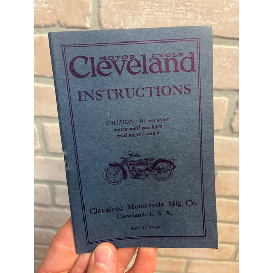 RARE Vintage 1920s Cleveland Motorcycle Mfg Co. Instruction Manual Booklet Guide