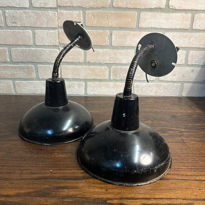 Pair Of Industrial Black Wall Mount Flexible Lights Lamps Steampunk Fixture