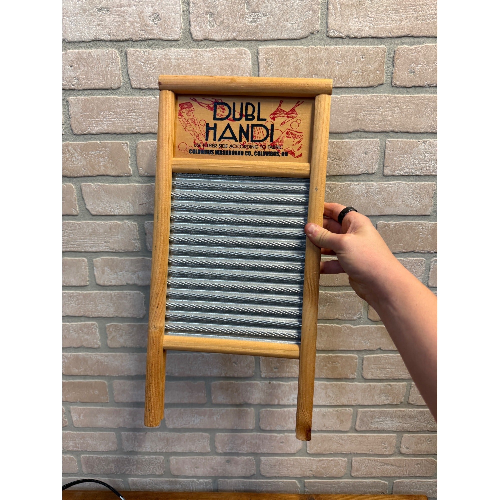 Vintage Dubl Handi Pail Size No. 2133 Tin Washboard Columbus Washboard Co. Columbus, Ohio