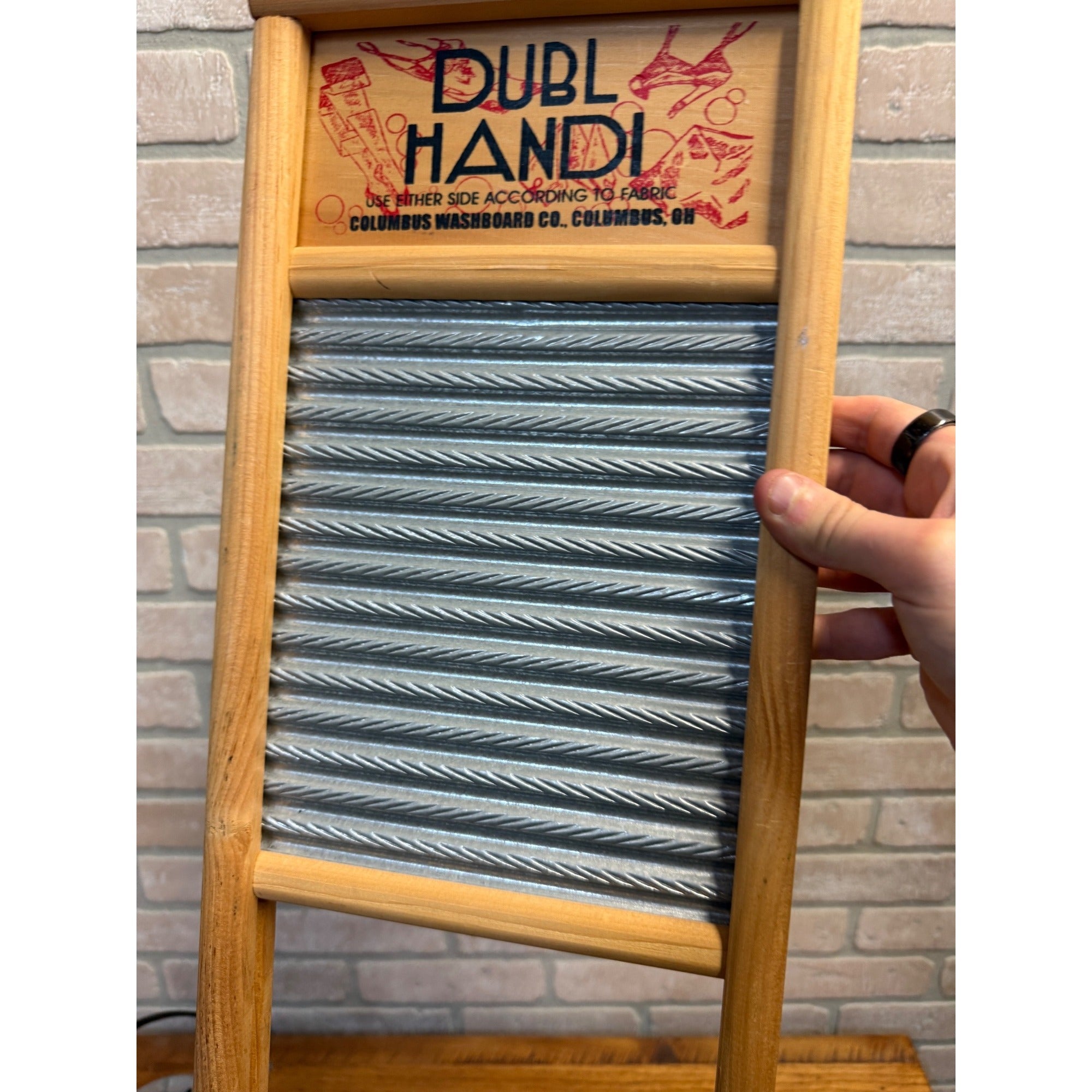 Vintage Dubl Handi Pail Size No. 2133 Tin Washboard Columbus Washboard Co. Columbus, Ohio