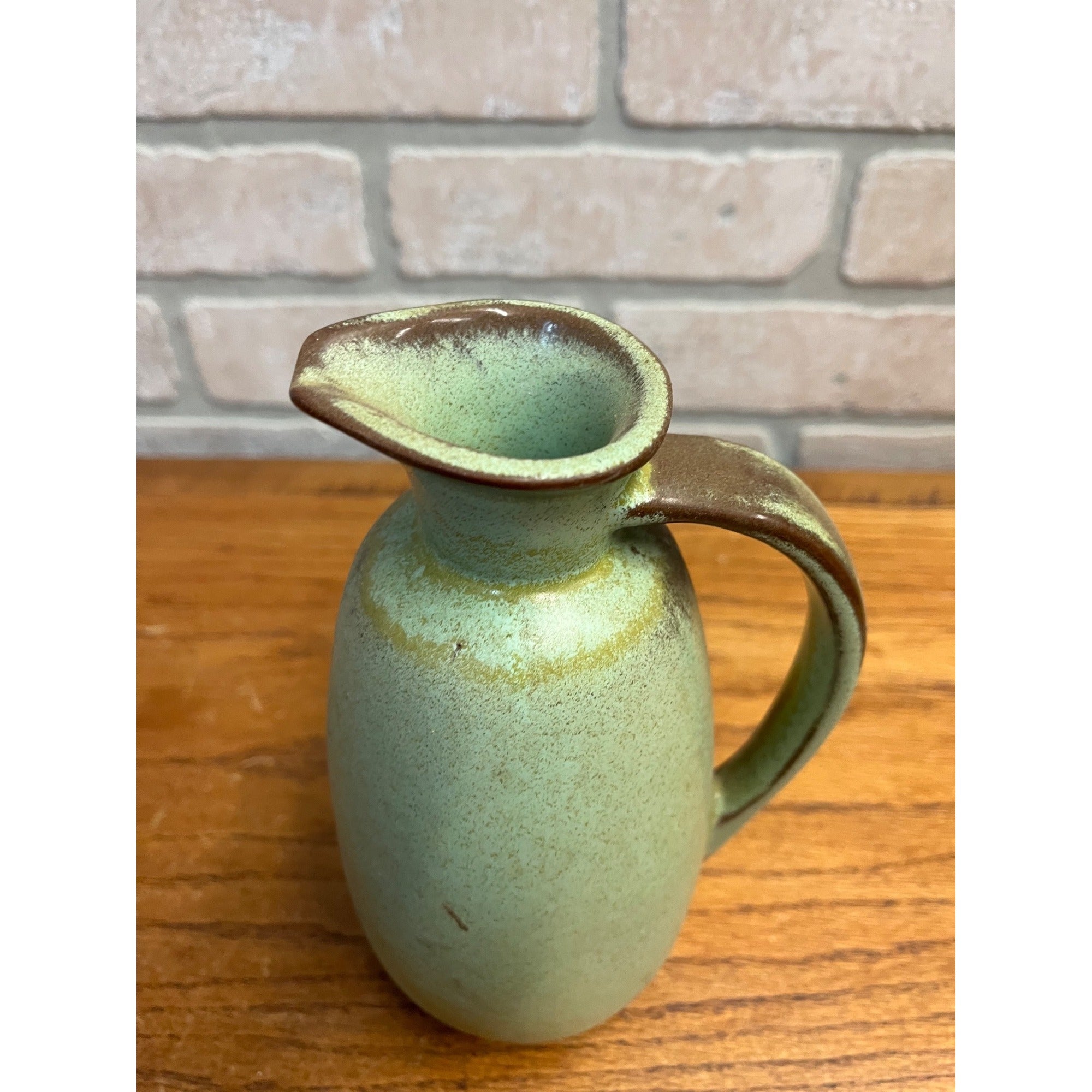 Vintage c1962 Frankoma Prairie Green Pitcher #835 Stoneware 8" Tall