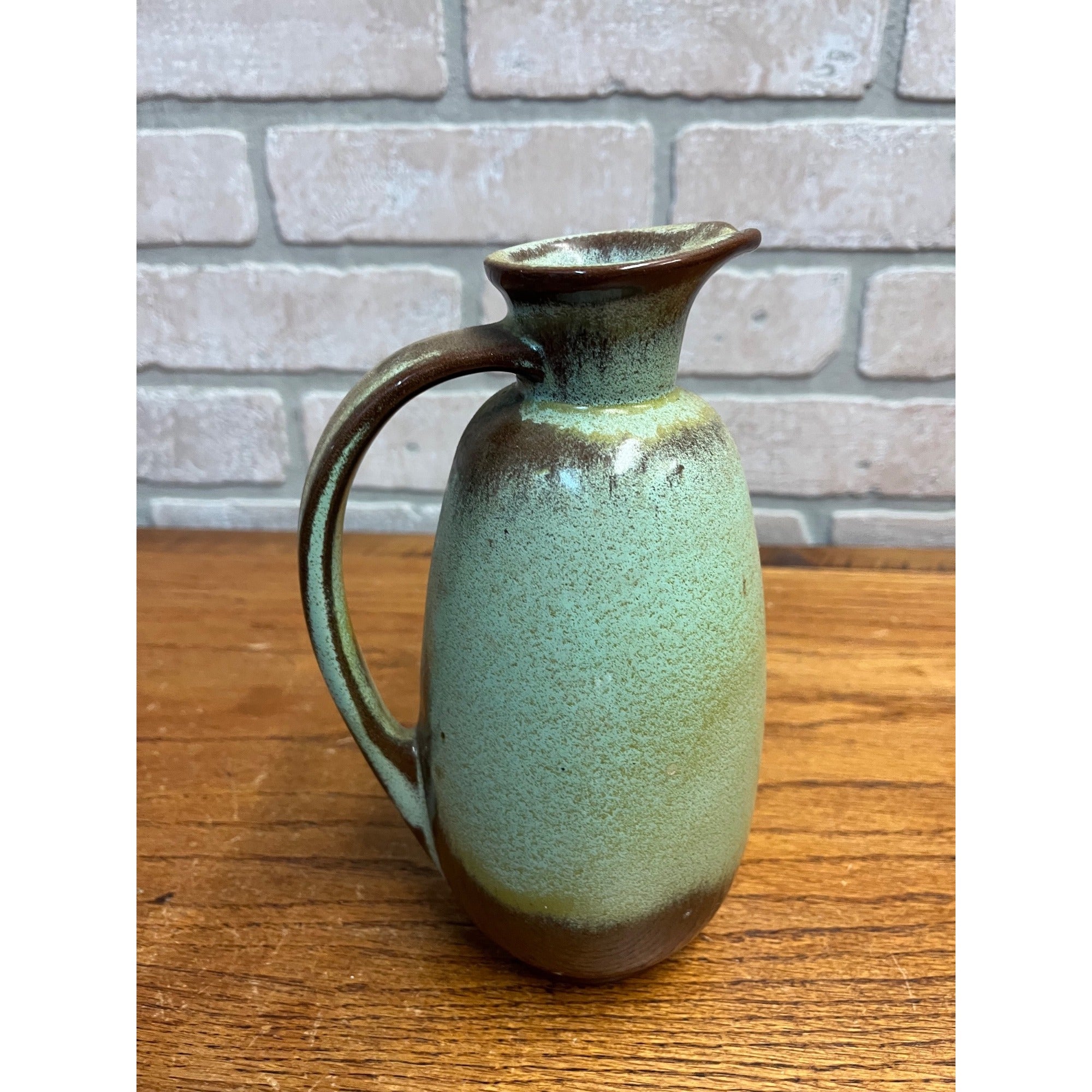 Vintage c1962 Frankoma Prairie Green Pitcher #835 Stoneware 8" Tall