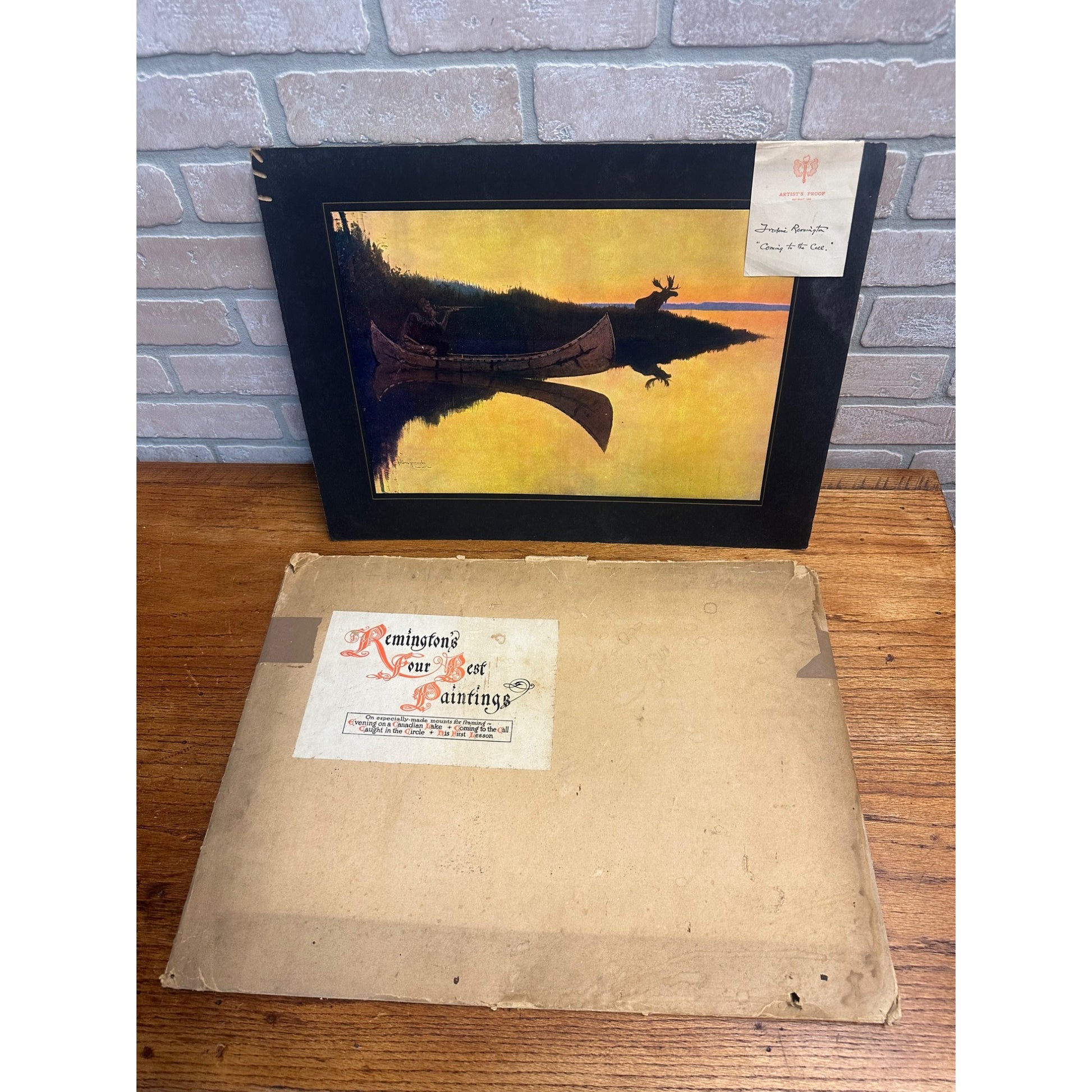 Antique 1908 Frederic Remington Hunt Print "Coming to the Call" Signed Proof
