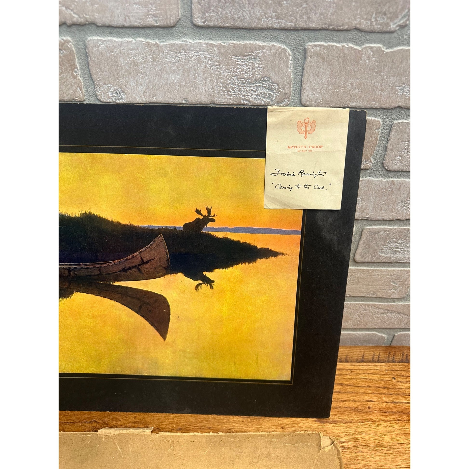 Antique 1908 Frederic Remington Hunt Print "Coming to the Call" Signed Proof