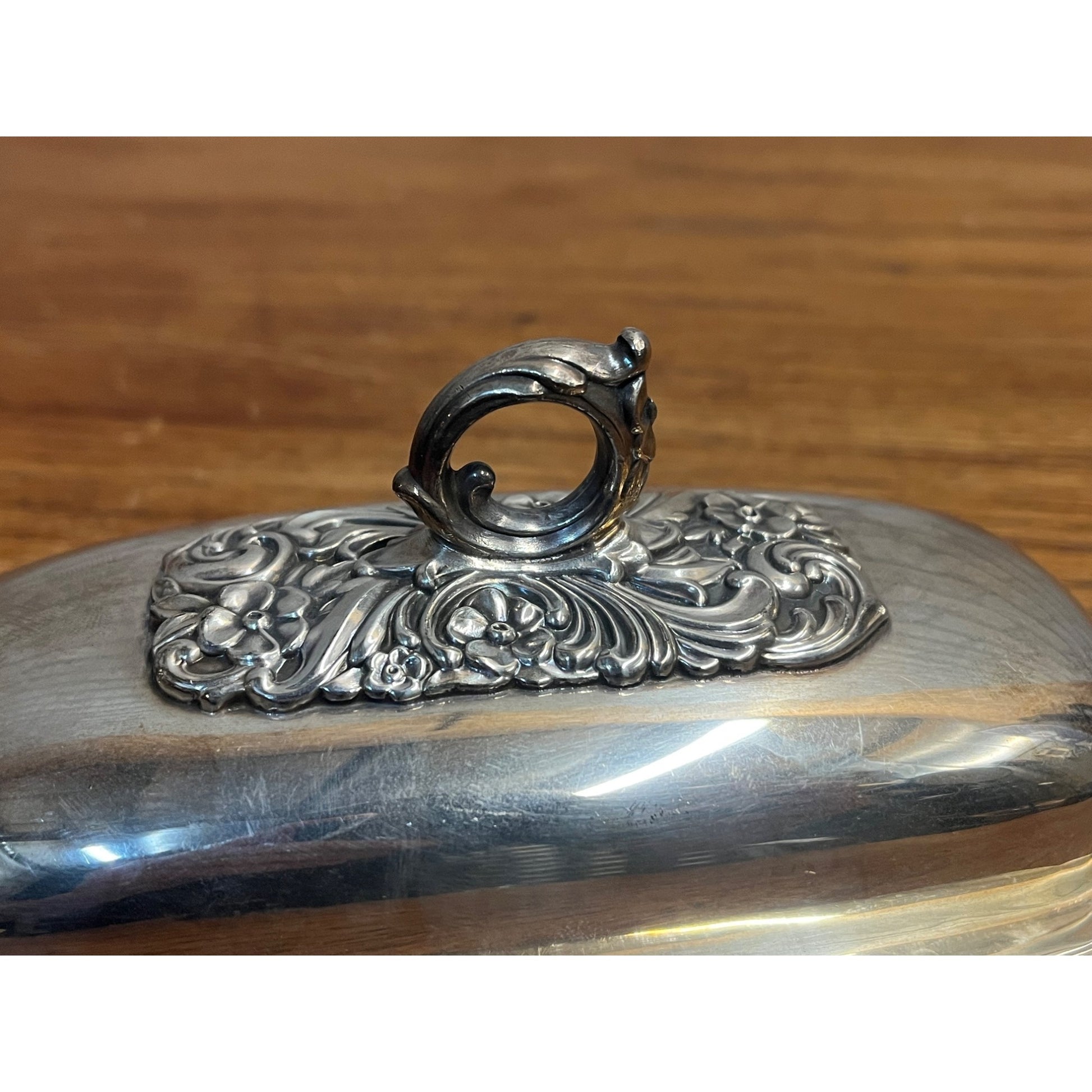 Vintage Reed & Barton Silver Plated Butter Dish Lidded w/ Glass Insert 191 Art Deco