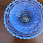 Fenton Periwinkle Blue Opalescent Basket Weave Lace Edge 7.5" Glass Plate