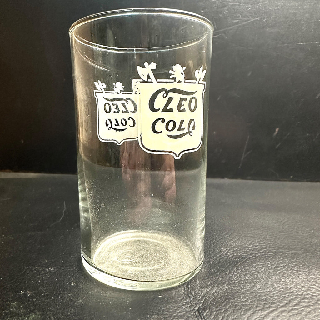 Vintage Cleo Cola White ACL Soda Fountain Glass 4" Advertising