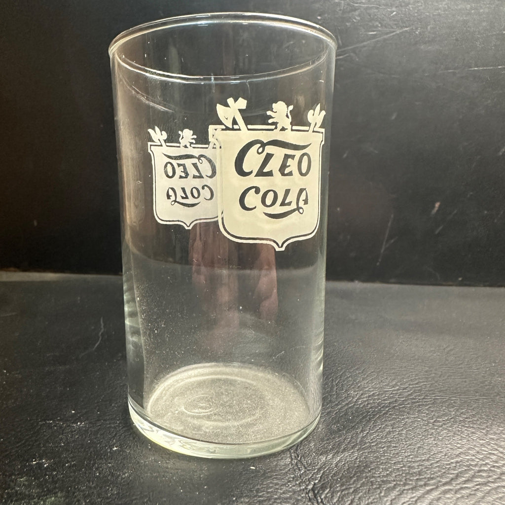 Vintage Cleo Cola White ACL Soda Fountain Glass 4" Advertising