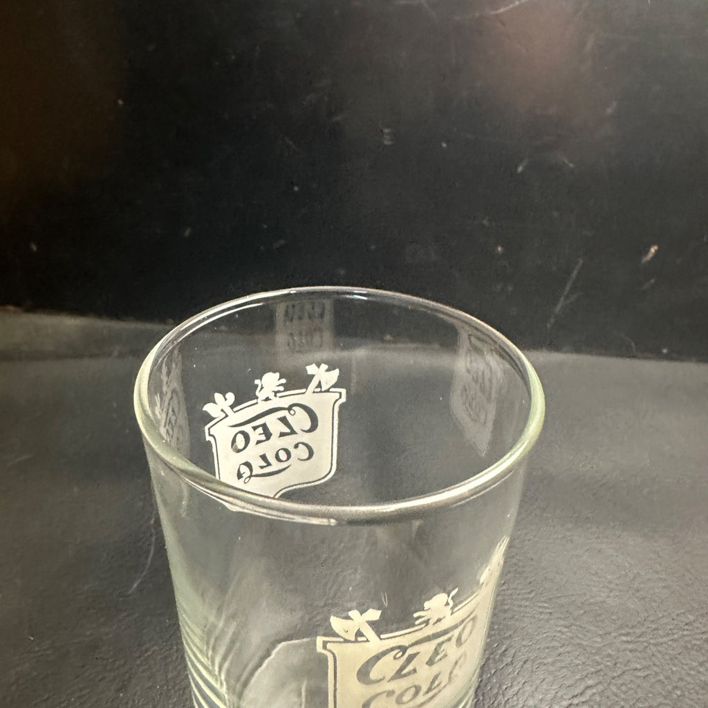 Vintage Cleo Cola White ACL Soda Fountain Glass 4" Advertising