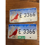 Vintage Illinois License Plates With Red Cardinal Land of Lincoln 1997 Pair