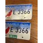 Vintage Illinois License Plates With Red Cardinal Land of Lincoln 1997 Pair