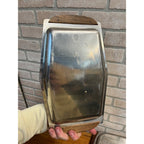 Lot (6) Vintage Mid Century Modern Stainless Steel Serving Trays W/ Teak Handles