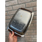 Lot (6) Vintage Mid Century Modern Stainless Steel Serving Trays W/ Teak Handles
