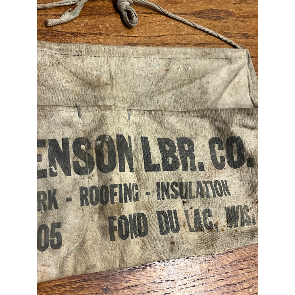 Vintage Jorgenson Lumber Co. Advetising Cloth Nail Apron Belt Fond du Lac WI