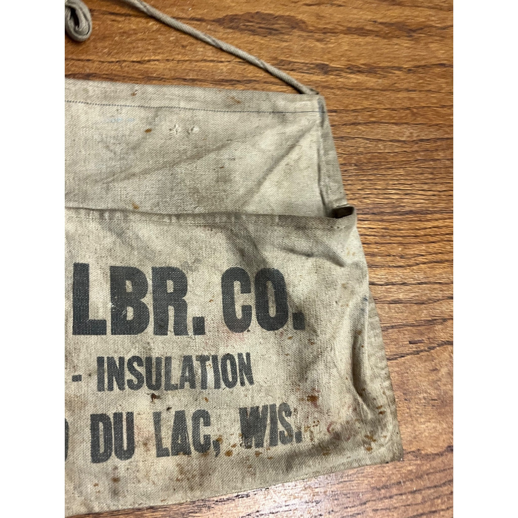 Vintage Jorgenson Lumber Co. Advetising Cloth Nail Apron Belt Fond du Lac WI