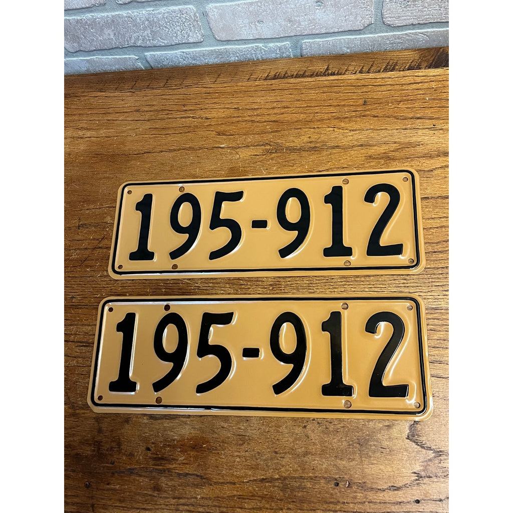 Pair Vintage British Style License Plates 195-912 Embossed Aluminum UK Auto