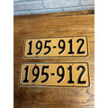 Pair Vintage British Style License Plates 195-912 Embossed Aluminum UK Auto