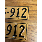 Pair Vintage British Style License Plates 195-912 Embossed Aluminum UK Auto